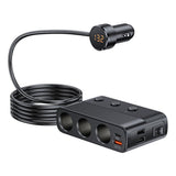 3 ports Car Cigarette Lighter Socket Splitter 3 USB Type-C QC3.0 PD 30W Fast Charge Independent Switch 127W High Power Adapter