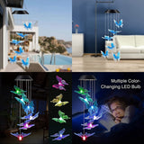 Butterfly LED Colour Changing Solar Wind Chimes Light,Outdoors Garden Tree Terrace Hanging Garden Light Home Decoration