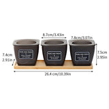 3pcs Windowsill Home Decor Balcony With Bamboo Tray Translucent Black Stickers Ropes Office Flower Pot Set Living Room Succulent