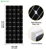 Solar Panel 100w 200w Solid 18V Rigid Glass Solar Panel 120W Maximum Power Monocrystalline Cell 12V 24V Battery Charger