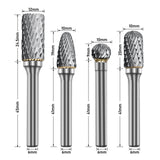 1/4'' 6.35mm Sliver Double Cut Tungsten Steel Carbide Rotary Burr Die Grinder Shank Bit  Sliver Variable Speed Tool Kit 8Pcs/Set