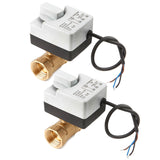 2 Pcs Ac220V 2 Way 3 Wires Motorized Ball Valve Electric Actuator with Manual Switch , Dn15 &amp; Dn20