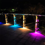 Art Deco Solar Wall Lamps Outdoor Fence Light LED Waterproof Solar Stair Light Up and Down 7 Color Changing Exterior Patio Lamps