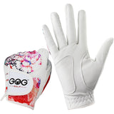 Pack 1 Pair Golf Gloves Women Left and Right Hand Genuine Leather  Lycra  Non-Slip Colorful Fabric Breathable Soft Sports Gloves