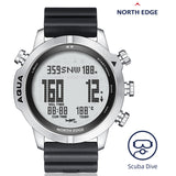 NORTH EDGE AQUA Men's Professional Diving Computer Watch Scuba Diving NDL 50M Dive Watches Altimeter Barometer Compass