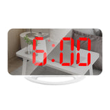 LED Mirror Clock Mini Digital Alarm Clock Table Clock with Snooze Function 3 Adjustable Brightness Auto-Adapt Backlight