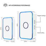 Wireless Doorbell,Waterproof Doorbell Chime Operating With 60 Melodies,5 Volume Levels &amp; LED Flash,2 Receiver US Plug
