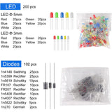 Mega Electronic Component Kit Assortment Capacitors Resistors LED Transistors Diodes 1n270 Germanium DC Jacks opamp PCB