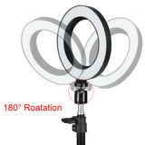 Dimmable LED Ring Light Photographic Lighting With Phone Clip And Tripod Ring Lights For Live Streaming Makeup Free Shipping