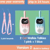 Wireless 2Pcs Kids Walkie Talkie with Lanyards Outdoor 3KM Interactive Toy Transceiver Flashlight Interphone Gifs for Boys Girls