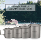 New Lightweight Titanium Flatware Set Folding Spork Spoon Water Cup Mug Tableware Outdoor Cookware Dinner for Travel Camping