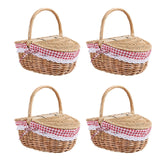 4X Country Style Wicker Picnic Basket Hamper With Lid And Handle &amp; Liners For Picnics, Parties And Bbqs