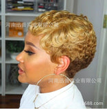 Wig ladies short hair hand-wrap synthetic fiber wig headgear pixie wig