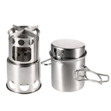 Outdoor Camping Stove Foldable Wood Stove Cooking Pot Set Outdoor Stove Burners Tableware Cookware for Backpacking Fishing