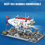 1288 City Technical Jiaolong Deep Sea Submarine Building Blocks Submersible Manned Missile Detector Bricks Toys For Children