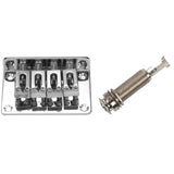 1 Pcs Mono Long Input Output Threaded Guitar Barrel Jack 1/4 Inch &amp; 1 Set 4-String Chrome Hard-Tail Adjustable Bridge