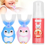 Silicone UShaped Head Smart Children Safe Low Amplitude High Frequency Motor Automatic Sonic Electronic Toothbrush Mousse 60ml