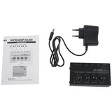 3X Eu Plug,Ha400 Ultra-Compact 4 Channels Mini Audio Stereo Headphone Amplifier With Power Adapter Black