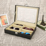 8 Grids Sunlasses Glasses Jewelry Nail Display Storage Case Glasses Storage Box Holder PU Leather Showing Shelf