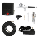 12V Mini NT-19 Dual-Action Airbrush Compressor Kit 0.3mm Airbrush Spray Gun for Nail Airbrush Model Cake Car Fish Shoes Painting