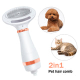 Portable Pet Dog Dryer 2-In-1 Hair Dryer And Dog Comb Grooming Blow Brush Pet Low Noise Temprature Cat Hair Comb Dog Styler Tool