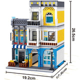 1367pcs Creator Architecture Building Blocks City Street View Bricks Set Coffee Shop Tavern Garden House Hotel Toys For Children