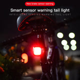 2020 Bicycle Taillight 16 Led Cycling Smart Brake Lights USB Rechargeable 5 Modes Safety Warning Light Motorcycle Helmet Lamp