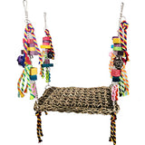 Parrot Bird Climbing Net Woven Natural Straw Parrot Toys Hammock Swing Mesh Mat Parrot Bite Climbing Chewing Training Tool