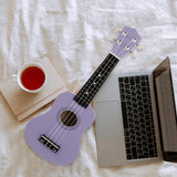 21 Inch Purple Soprano Ukulele Basswood 4 Strings Hawaiian Guitar Musical Instruments Ukulele Guitar Set with Bag Pick Strings