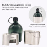 Lixada Camping Cookware Stainless Steel Canteen Cup Hanging Pot with Wood Stove Set for Outdoor Survival Backpacking Picnic