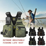 JARUSITE Fishing Life Jacket Multiple Pockets Floatation Vest Adults Buoyancy Waistcoat Fishing Wear Male Chest Pack Fishing