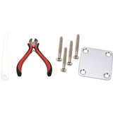 1 Set Electric Guitar Neck Plate and Screws with 1 Set Guitar Fret Puller Protect Fretboard Steel Plate Kit