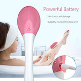 Body Massager Brush with 3 Level Vibration Electronic Waterproof Back Scrubber Facial Cleansing Brush With Long-handle Bath Spa