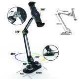 Universal Tablet Car Holder Aluminum Alloy Arm Ergonomic 360 Degree Rotatable Double Sucker Lazy People Stand for iPad iPhone
