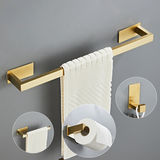 Self Adhesive Bathroom Towel Rack Brush Gold Roll Holder Robe Hooks Wall Haning Stainless Steel Bathroom Hardware Accessories