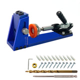 Pocket Hole Jig Kit with Drilling Hole Tools Dowel Drill Joinery Screw Kit All-In-One Drill Hole System Jig Carpentry Locator