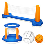 Kids Outdoor Beach Swimming Pool Toys Inflatable Basketball Hoop Set Children Ball Games Volleyball Basketball Water Sports