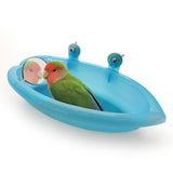 1pc Blue Plastic Pet Bird Bath Cage Parrot Bathtub With Mirror Bird Cage Pet Toys Birds Accessories