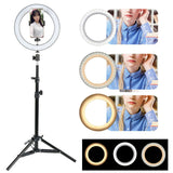 Dimmable LED Ring Light Photographic Lighting With Phone Clip And Tripod Ring Lights For Live Streaming Makeup Free Shipping