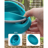 Silicone Folding Kettle Coffee Tea Portable Water Pot Field Camping Open Fire Stainless Steel Bottom for Outdoor Camping Hiking