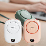 Lazy Neck Fan USB Charging Mini Digital Display Neck Hanging Fan Leafless Fan Desktop Small Fan Large Wind Fan 3 Wind Speed