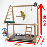 Parrot Playstands With Cup Toys Tray Bird Swing Climbing Hanging Ladder Bridge Wood Cockatiel Playground Bird Perches 40*23*36cm