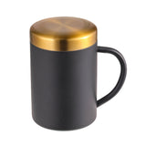 Nordic Style 400ml Coffee Cup with Lid 304 Stainless Steel Office Mug with Handle Home Student Double-Layer Insulated Water Cup