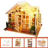 CUTEBEE Kids Toys Dollhouse Kit with Furniture Assemble Wooden Miniature Doll House Diy Dollhouse Puzzle Toys For Children M2011