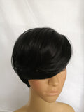 Ladies Wig Short Straight Hair Black Slanted Fiber Head Cover