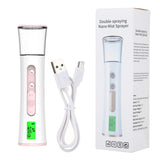 Double Spray-head Skin Analyzer Machine Nano Mist Face Sprayer Handheld Hydrating Humidifier Beauty Moisturizing Skin Tester USB