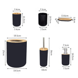 6-Piece Bamboo Bath Accessory Set Environmentally Friendly Toilet Accessory Set with Lotion Dispenser Etc.