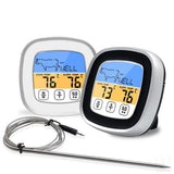 Barbecue Thermometer Color Screen Touch Food Meat Water Thermometer Kitchen Cooking Oven Stainless Steel Probe Timer Function