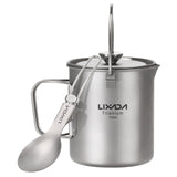 Lixada 750ml Titanium Coffee Cup Mug French Press Pot Coffee Maker with Lid Outdoor Camping Cooking Pot for Picnic Backpacking