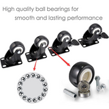 4 Pack 2in Heavy Duty Caster Wheels Polyurethane Swivel  with 360 Degree Top Plate 220lb Total Capacity for Furniture